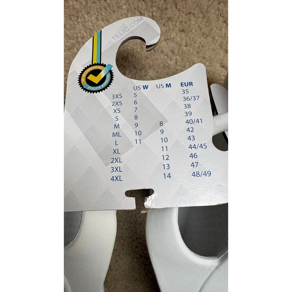 Telic Energy Flip Flop Snow White Recovery Sandal Arch Support Mens 10 Womens 11